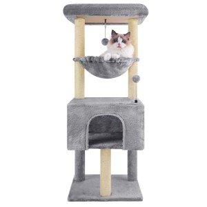 Stylish 43.3" Cat Trees with Houses - Grey