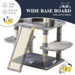 Allewie 68-Inch Multi-Level Cat Tree House - Light Grey