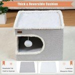Modern Grey Cube Cat Bed with Scratch Pad