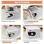 Modern Grey Cube Cat Bed with Scratch Pad