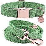 Green Cotton Dog Collar & Leash for Dogs
