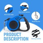 Blue Retractable Dog Leash for Small/Medium Dogs, 10/16 FT