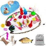 31-Piece Cat Toy Assortment with Tunnel, Feather Teaser
