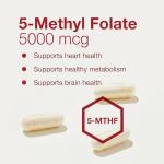 5,000mcg Methylfolate for Brain Support, 50 Veg Caps