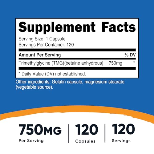 Nutricost TMG 750mg, 120 Capsules Integration