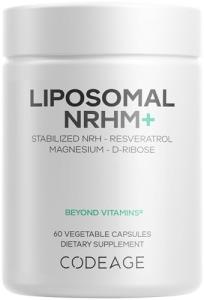 Codeage Liposomal NRHM+ Supplement - NRH Hydrogen Malate 300 mg, Resveratrol, D-Ribose & Quercetin - Vitamin C, Magnesium & Zinc - Liposomal Delivery - Non-GMO - 60 Capsules