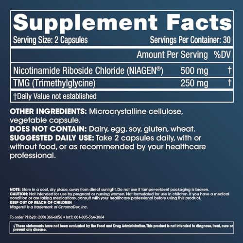 Patented NR Niagen 500mg + TMG NAD Boost