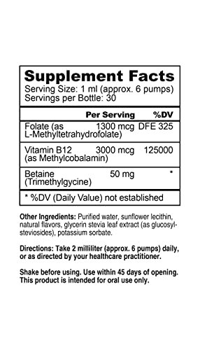 Liposomal B12 Folate TMG Spray for Mood & Heart