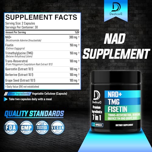 NAD+ Supplement with Fisetin, TMG & More - 60 Capsules