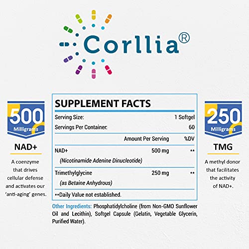 Corllia Liposomal NAD+ 500mg with TMG Softgels