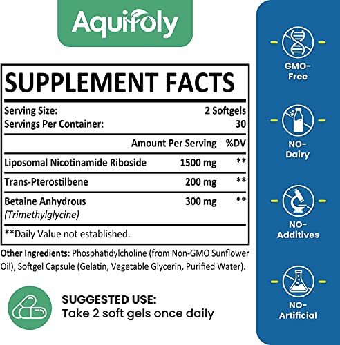 TMG Pterostilbene Liposomal NR Supplement, 2000mg - 600 Softgels