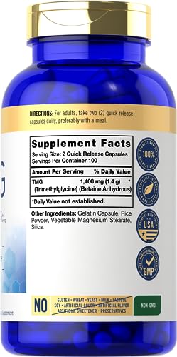 Carlyle TMG 1400mg | 200 Trimethylglycine Capsules | Non-GMO