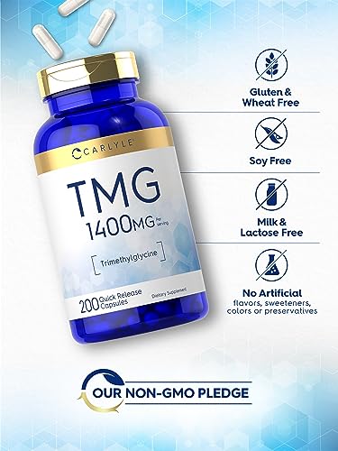Carlyle TMG 1400mg | 200 Trimethylglycine Capsules | Non-GMO