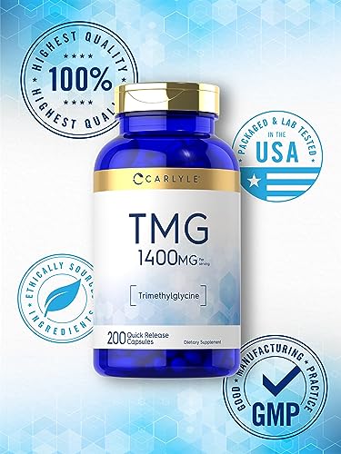 Carlyle TMG 1400mg | 200 Trimethylglycine Capsules | Non-GMO