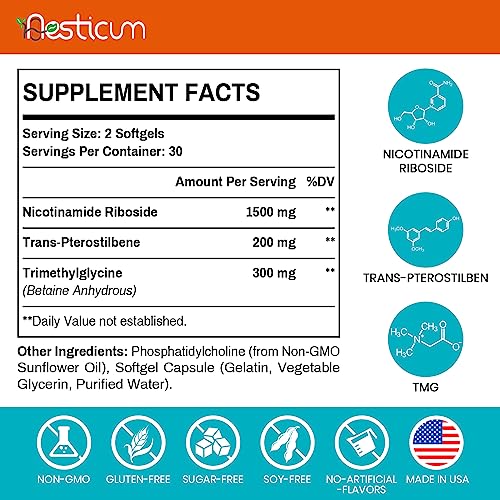 2000 MG Liposomal NR Supplement with TMG & Pterostilbene