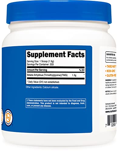 3 Bottles of Nutricost Betaine Anhydrous TMG Powder