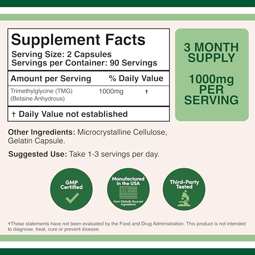 1000mg Double Wood TMG Capsules for Homocysteine Control