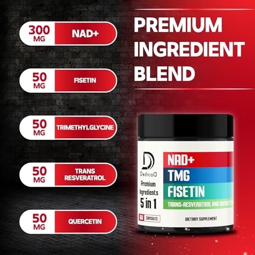 NAD+ Supplement 500mg with Fisetin, Resveratrol, Quercetin - 60 Capsules