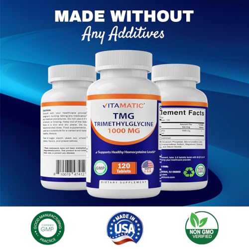 Pack of 3 Vitamatic TMG Supplements 1000mg Tablets