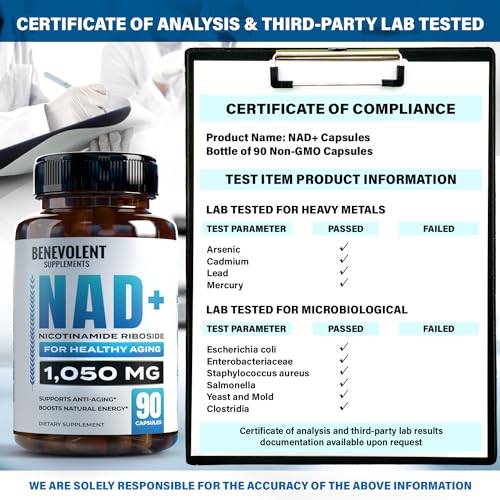 Benevolent NAD+ Supplement 1050mg for Health & Energy