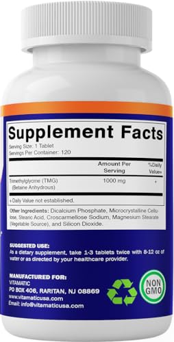 Pack of 3 Vitamatic TMG Supplements 1000mg Tablets
