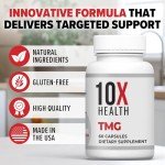10X Health Trimethylglycine TMG Supplements - 60 Capsules