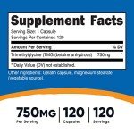 Nutricost TMG 750mg - 120 Capsules Pack