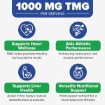 TMG Supplements - 1000mg Trimethylglycine, 100 Vegan Tablets