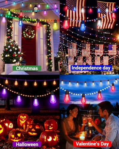 Smart RGB Outdoor String Lights, 50ft Control