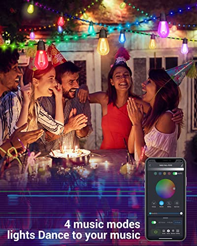 Smart RGB Outdoor String Lights, 50ft Control
