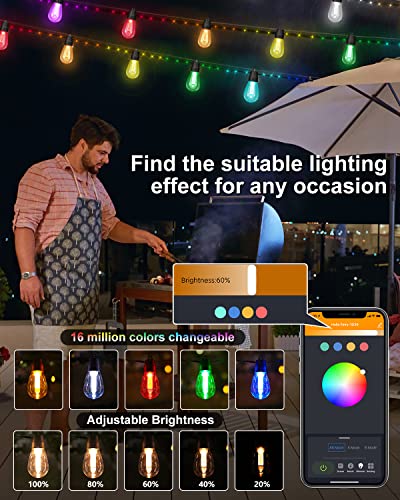 Smart RGB Outdoor String Lights, 50ft Control