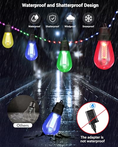 Smart RGB Outdoor String Lights, 50ft Control