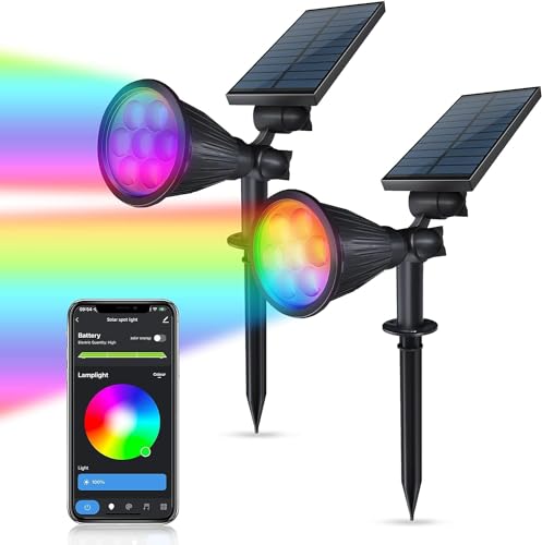 Color-Changing RGB Solar Spotlight for Outdoor Lighting