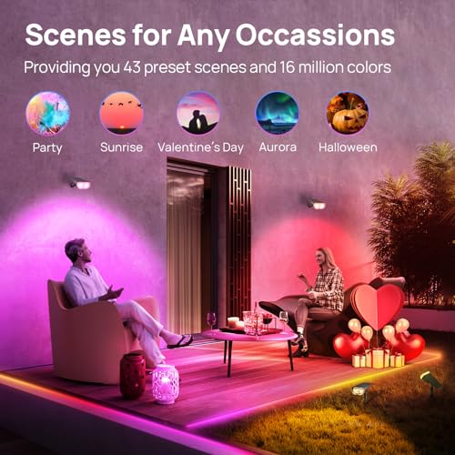 Color Changing Smart Solar Spotlights - 6 Pack