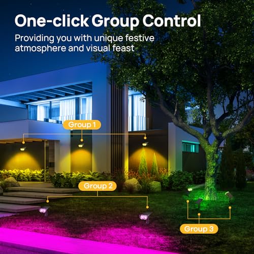 Color Changing Smart Solar Spotlights - 6 Pack