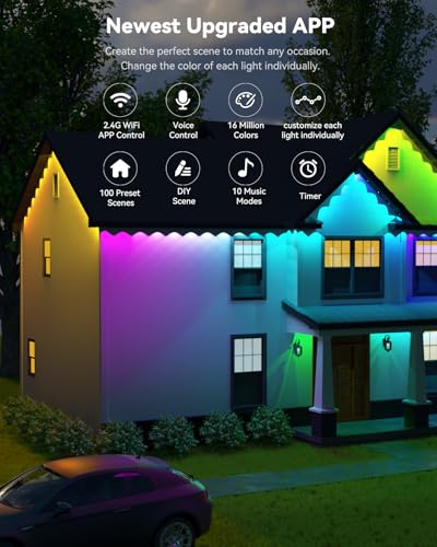 Smart 100ft Outdoor LED Eave Lights - RGBCW