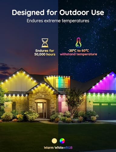 Smart 100ft RGB Outdoor Lights with 54 Modes
