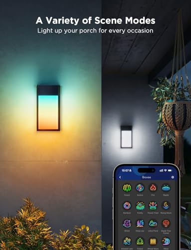 Smart RGBIC Outdoor Wall Light, 2 Pack