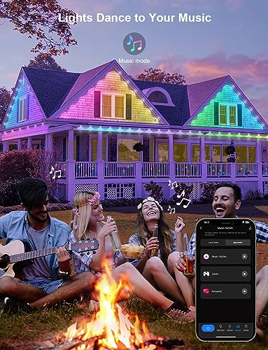 Smart 100ft RGB Outdoor Lights with 54 Modes