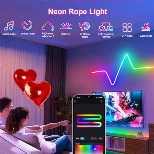 RGB Outdoor Neon Rope Lights - 16.4ft Waterproof