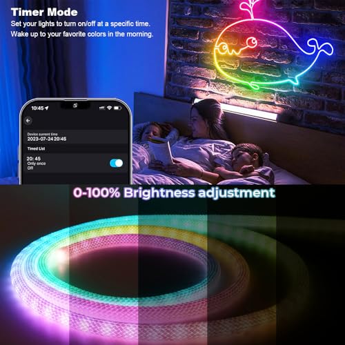 RGB Outdoor Neon Rope Lights - 16.4ft Waterproof
