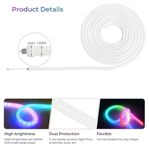 RGB Outdoor Neon Rope Lights - 16.4ft Waterproof