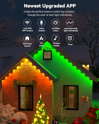 ASAHOM 150ft Outdoor Smart LED Eave Lights