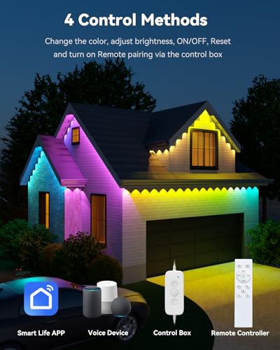 ASAHOM 150ft Outdoor Smart LED Eave Lights