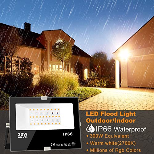 Smart RGB LED Flood Lights - 300W Equivalent (4 Pack)