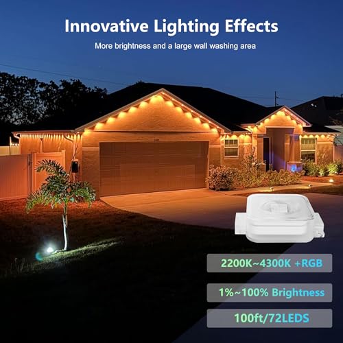 Smart RGBW Outdoor Lights with App Control, 100ft
