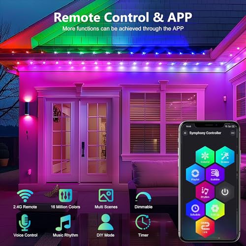 Smart RGBW Outdoor Lights with App Control, 100ft