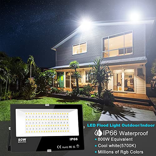 Smart RGB LED Flood Lights with APP Control - 2 Pack