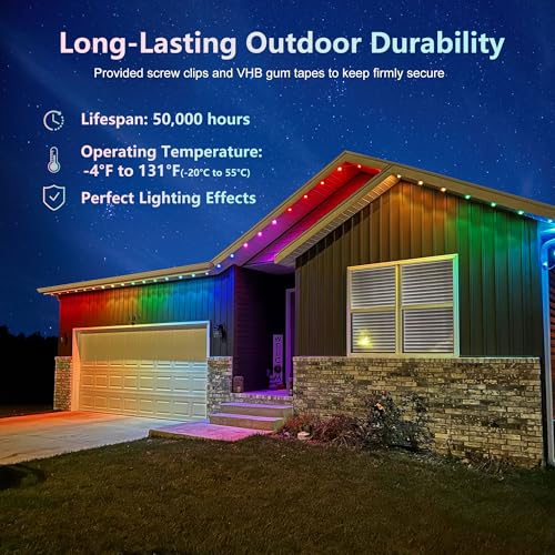 SLARY 100ft RGB Smart Outdoor Eaves Lights