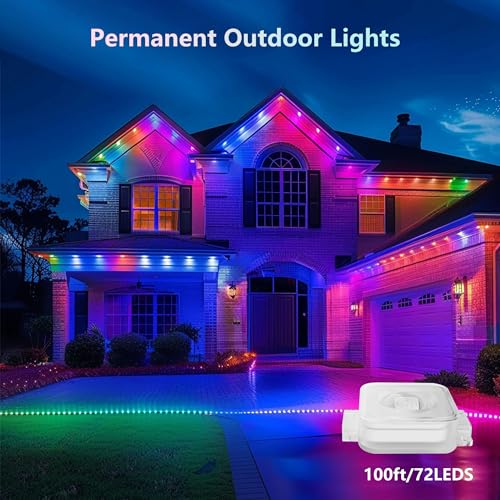 SLARY 100ft RGB Smart Outdoor Eaves Lights